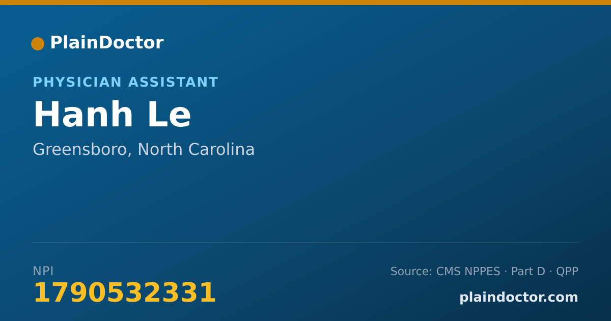Shareable card for Hanh Le - Physician Assistant, Greensboro, NC