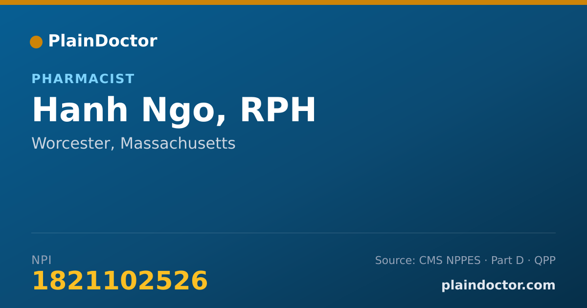 Shareable card for Hanh Ngo, RPH - Pharmacist, Worcester, MA