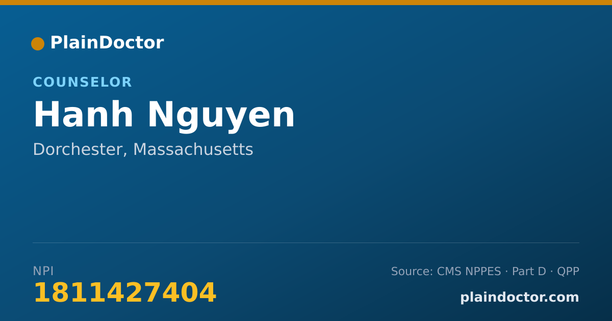 Shareable card for Hanh Nguyen - Counselor, Dorchester, MA