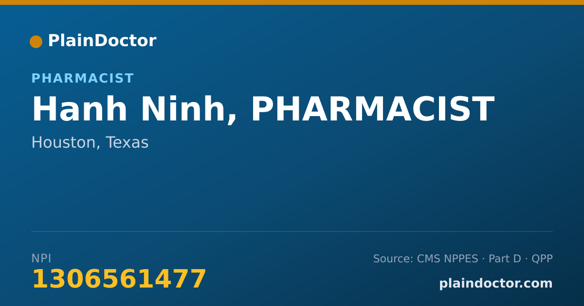 Shareable card for Hanh Ninh, PHARMACIST - Pharmacist, Houston, TX