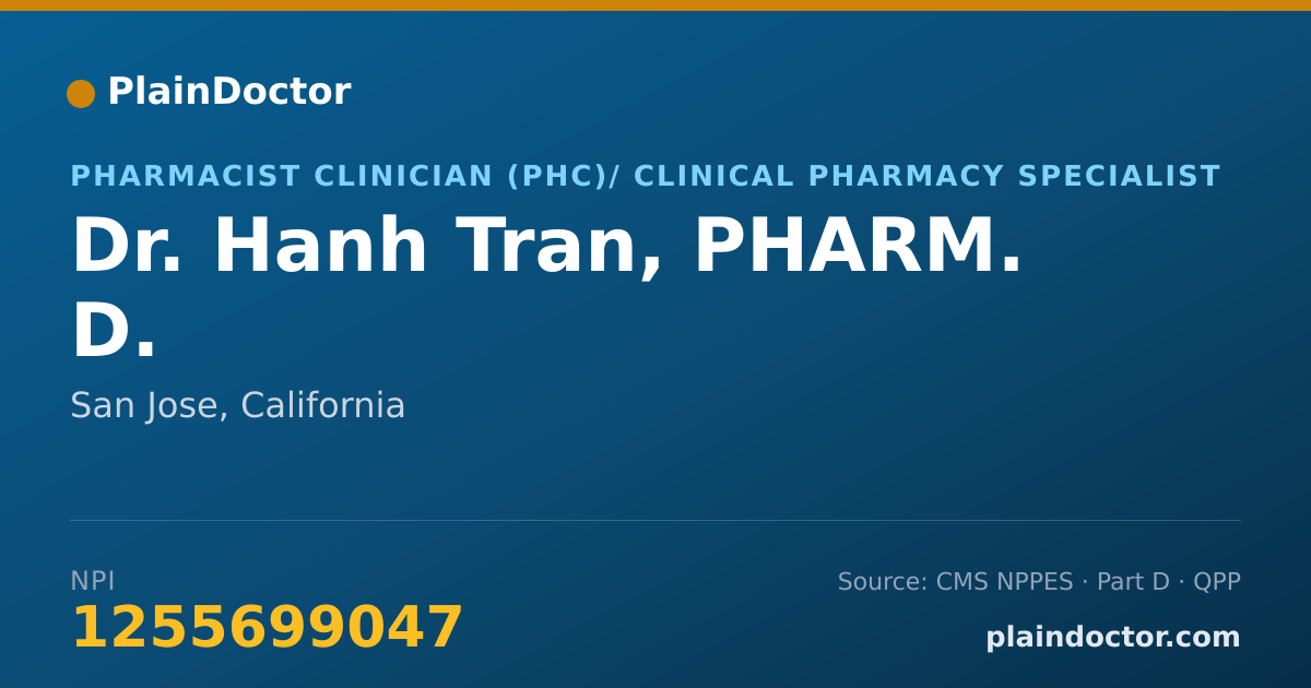 Shareable card for Hanh Tran, PHARM. D. - Pharmacist Clinician (PhC)/ Clinical Pharmacy Specialist, San Jose, CA