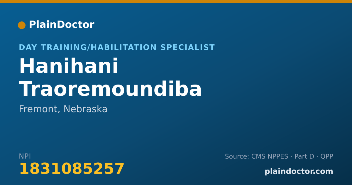 Shareable card for Hanihani Traoremoundiba - Day Training/Habilitation Specialist, Fremont, NE