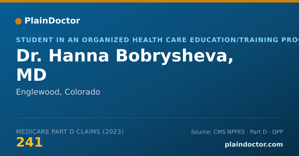 Shareable card for Hanna Bobrysheva, MD - Student in an Organized Health Care Education/Training Program, Englewood, CO
