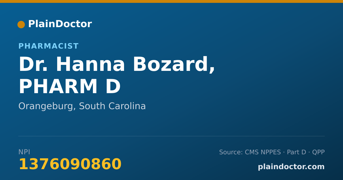 Shareable card for Hanna Bozard, PHARM D - Pharmacist, Orangeburg, SC