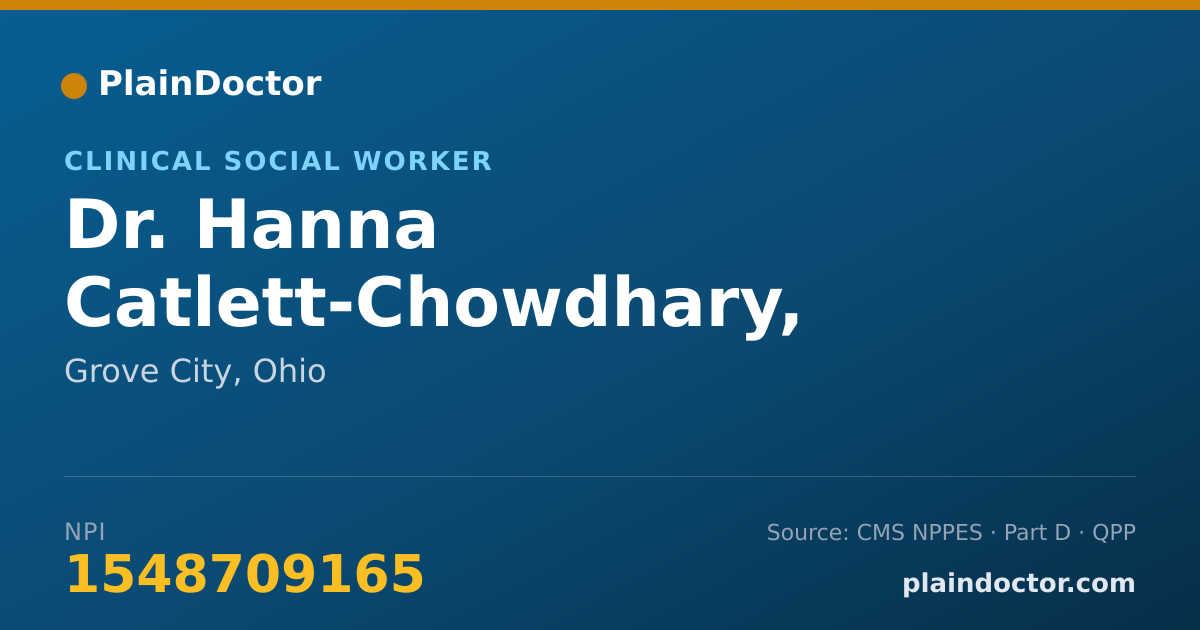 Shareable card for Hanna Catlett-Chowdhary, LISW-S - Clinical Social Worker, Grove City, OH