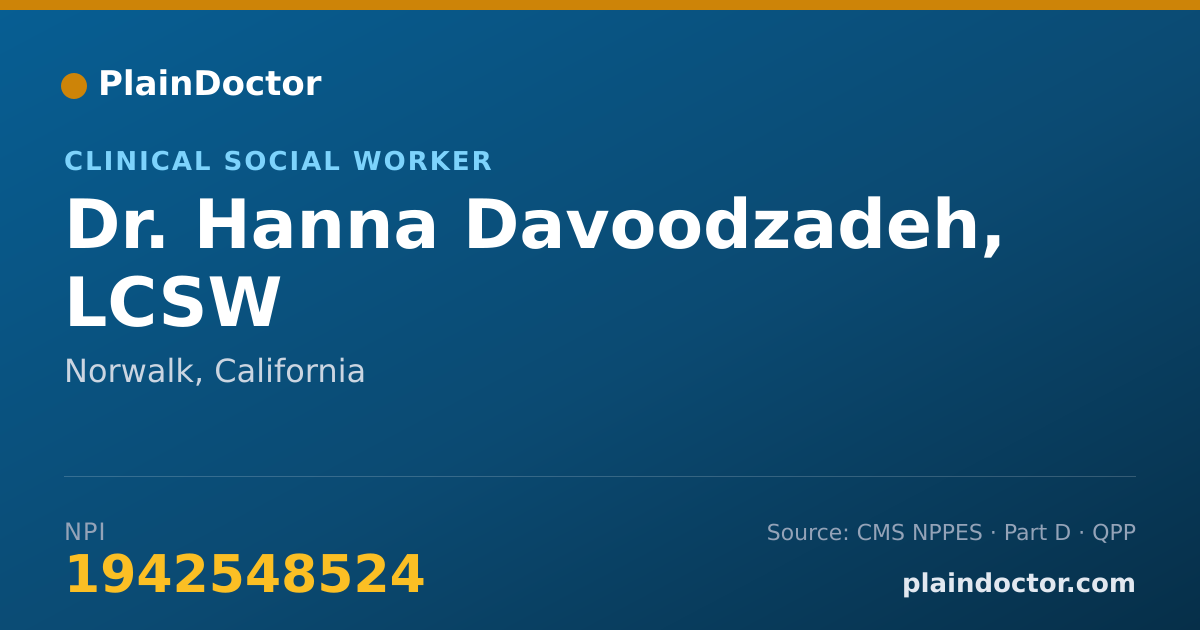 Shareable card for Hanna Davoodzadeh, LCSW - Clinical Social Worker, Norwalk, CA