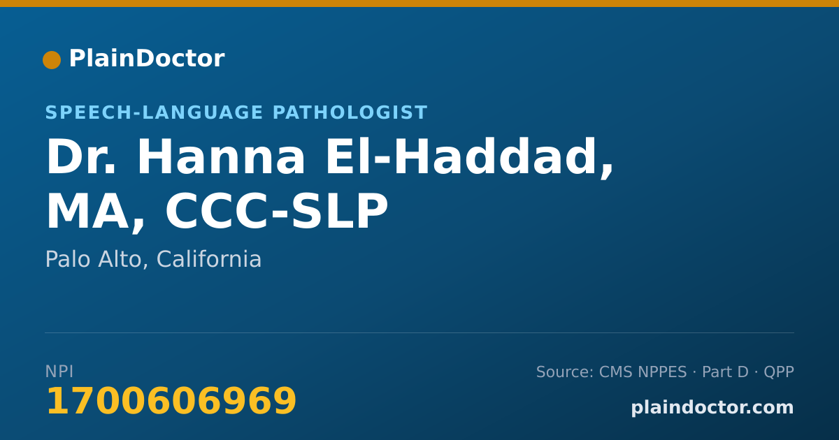 Shareable card for Hanna El-Haddad, MA, CCC-SLP - Speech-Language Pathologist, Palo Alto, CA