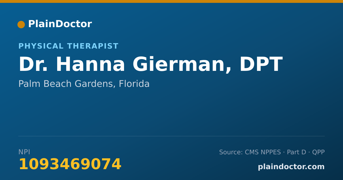 Shareable card for Hanna Gierman, DPT - Physical Therapist, Palm Beach Gardens, FL