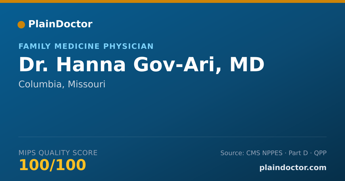 Shareable card for Hanna Gov-Ari, MD - Family Medicine Physician, Columbia, MO