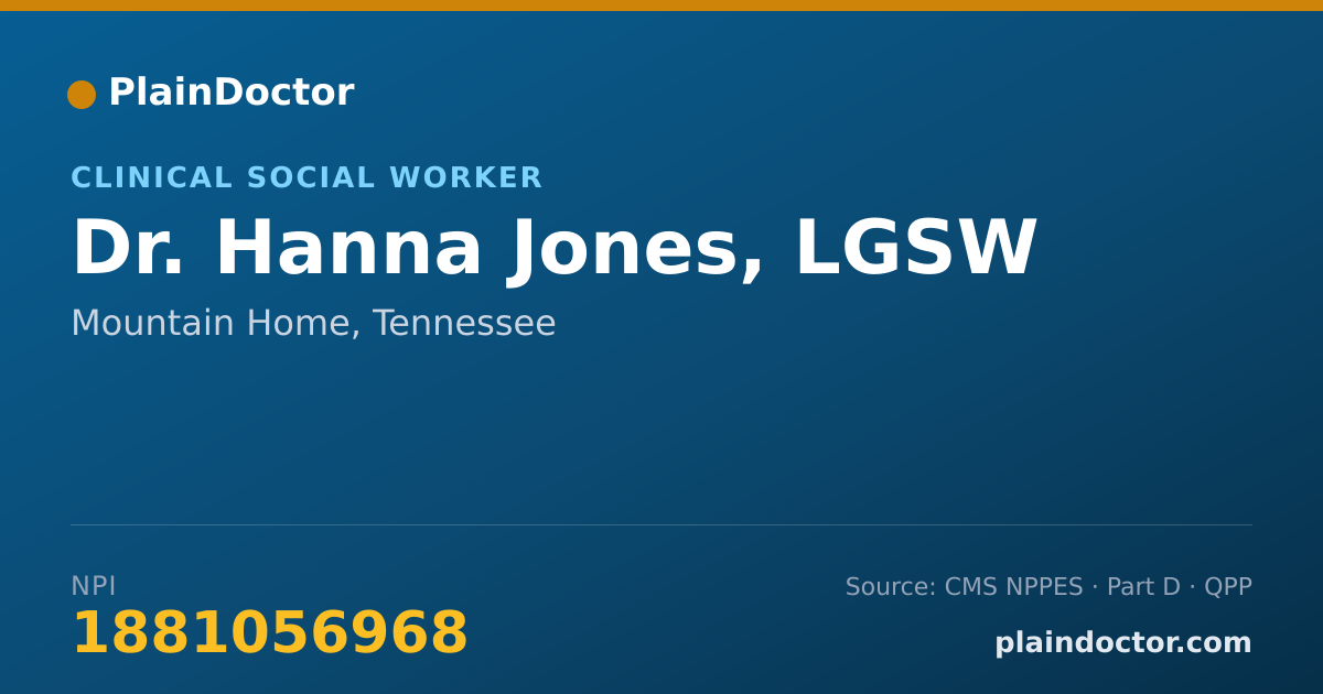 Shareable card for Hanna Jones, LGSW - Clinical Social Worker, Mountain Home, TN