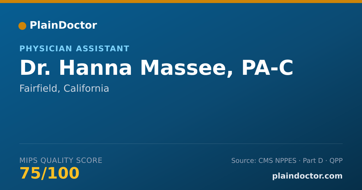Shareable card for Hanna Massee, PA-C - Physician Assistant, Fairfield, CA