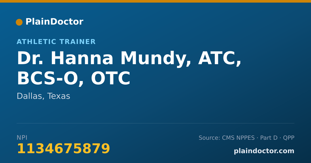 Shareable card for Hanna Mundy, ATC, BCS-O, OTC - Athletic Trainer, Dallas, TX
