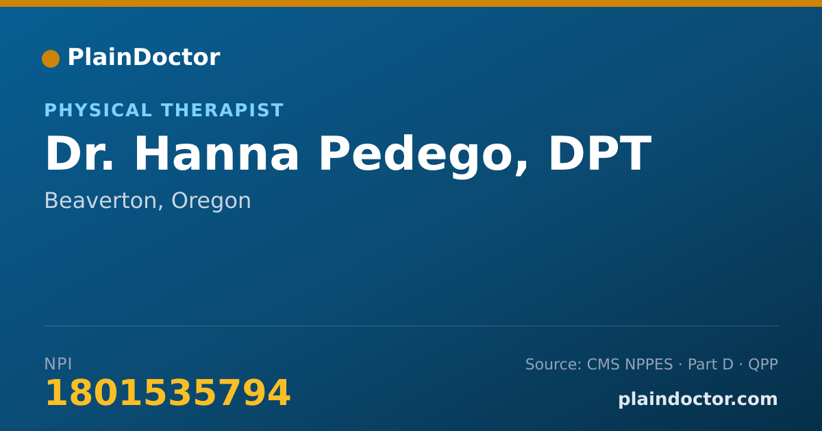 Shareable card for Hanna Pedego, DPT - Physical Therapist, Beaverton, OR