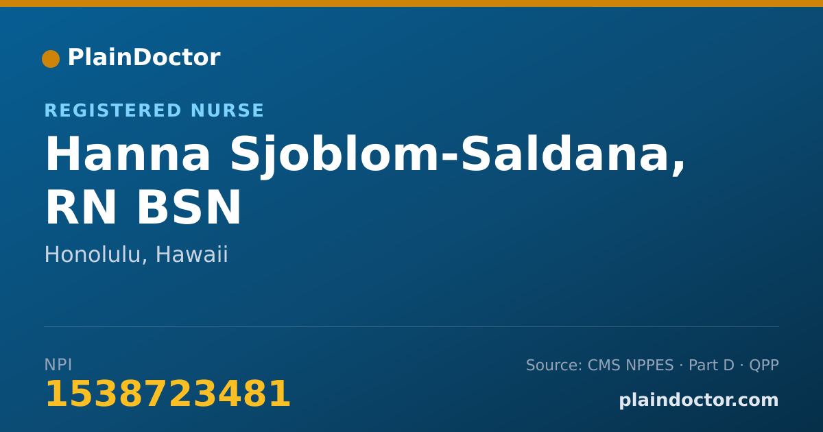 Shareable card for Hanna Sjoblom-Saldana, RN BSN - Registered Nurse, Honolulu, HI
