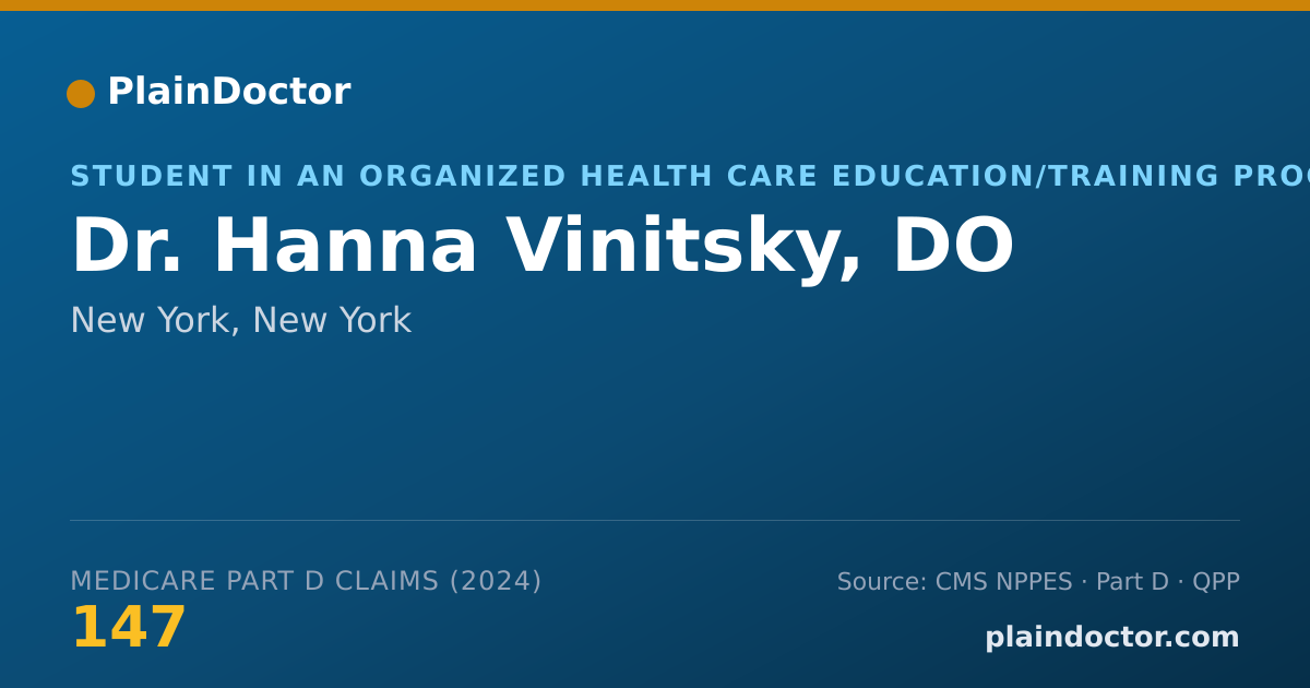Shareable card for Hanna Vinitsky, DO - Student in an Organized Health Care Education/Training Program, New York, NY