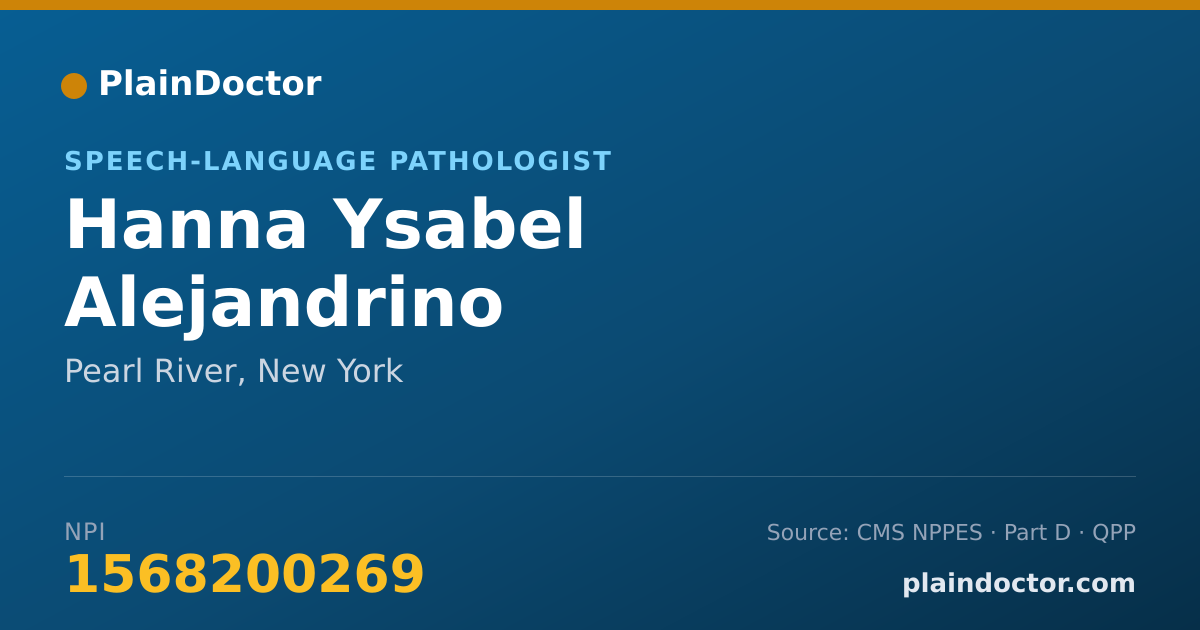 Shareable card for Hanna Ysabel Alejandrino - Speech-Language Pathologist, Pearl River, NY