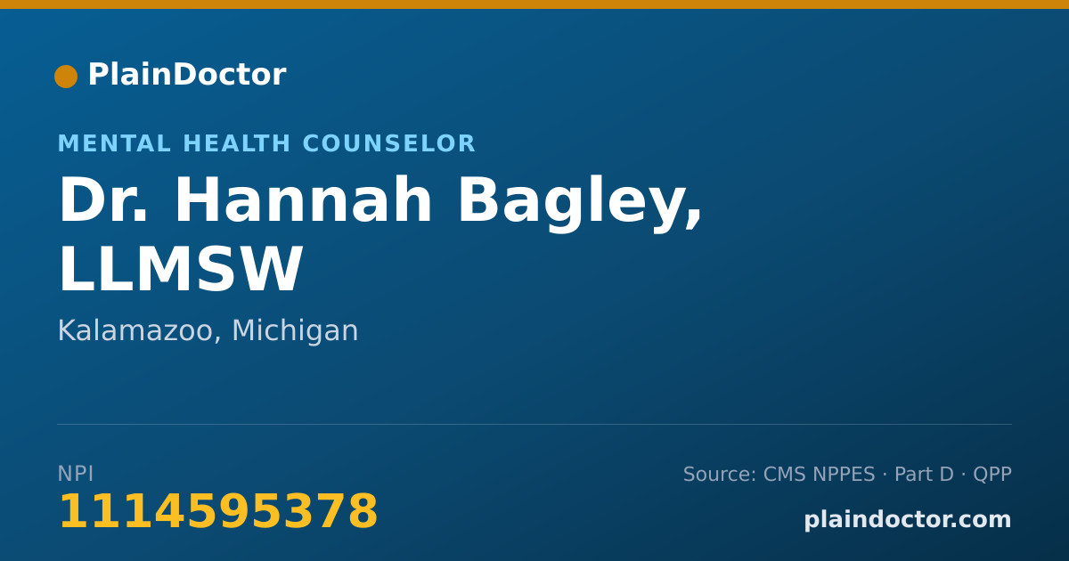 Shareable card for Hannah Bagley, LLMSW - Mental Health Counselor, Kalamazoo, MI