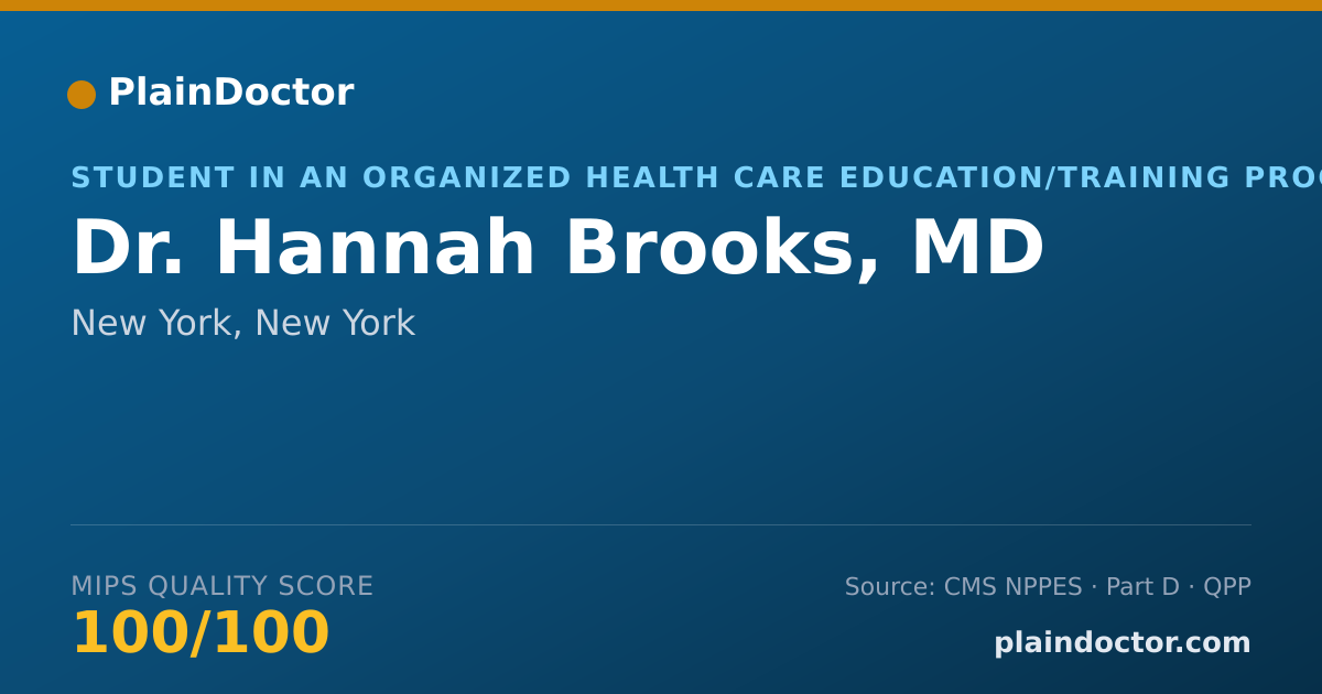 Shareable card for Hannah Brooks, MD - Student in an Organized Health Care Education/Training Program, New York, NY