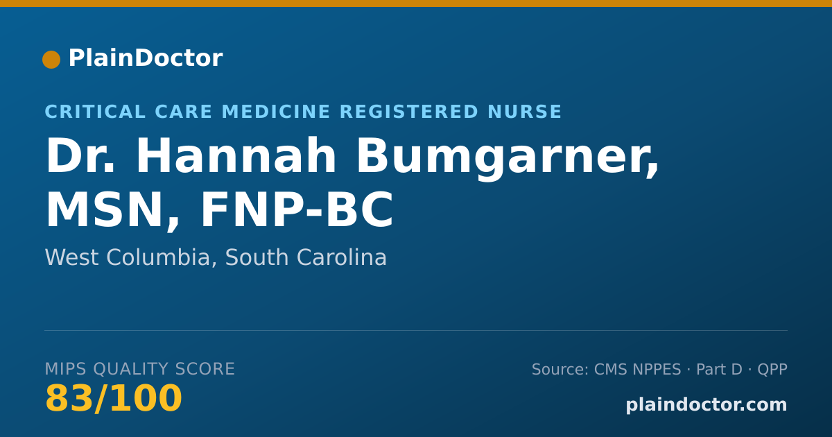 Shareable card for Hannah Bumgarner, MSN, FNP-BC - Critical Care Medicine Registered Nurse, West Columbia, SC