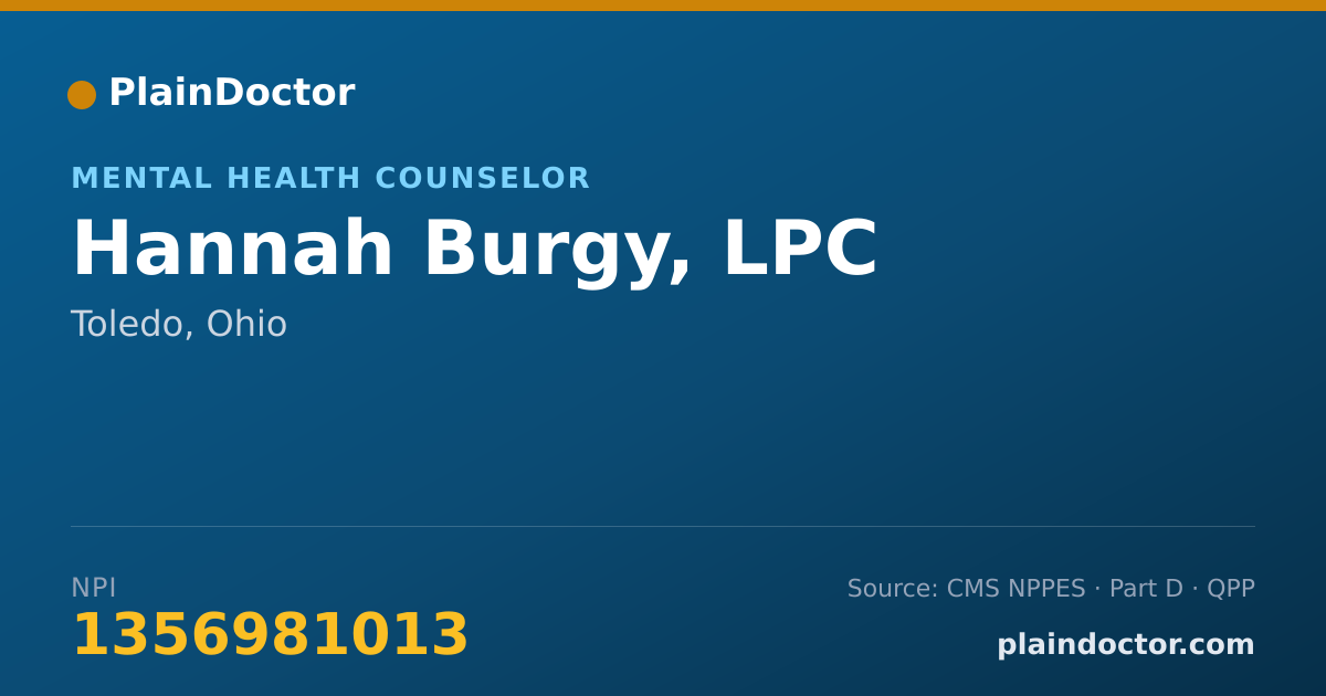 Shareable card for Hannah Burgy, LPC - Mental Health Counselor, Toledo, OH