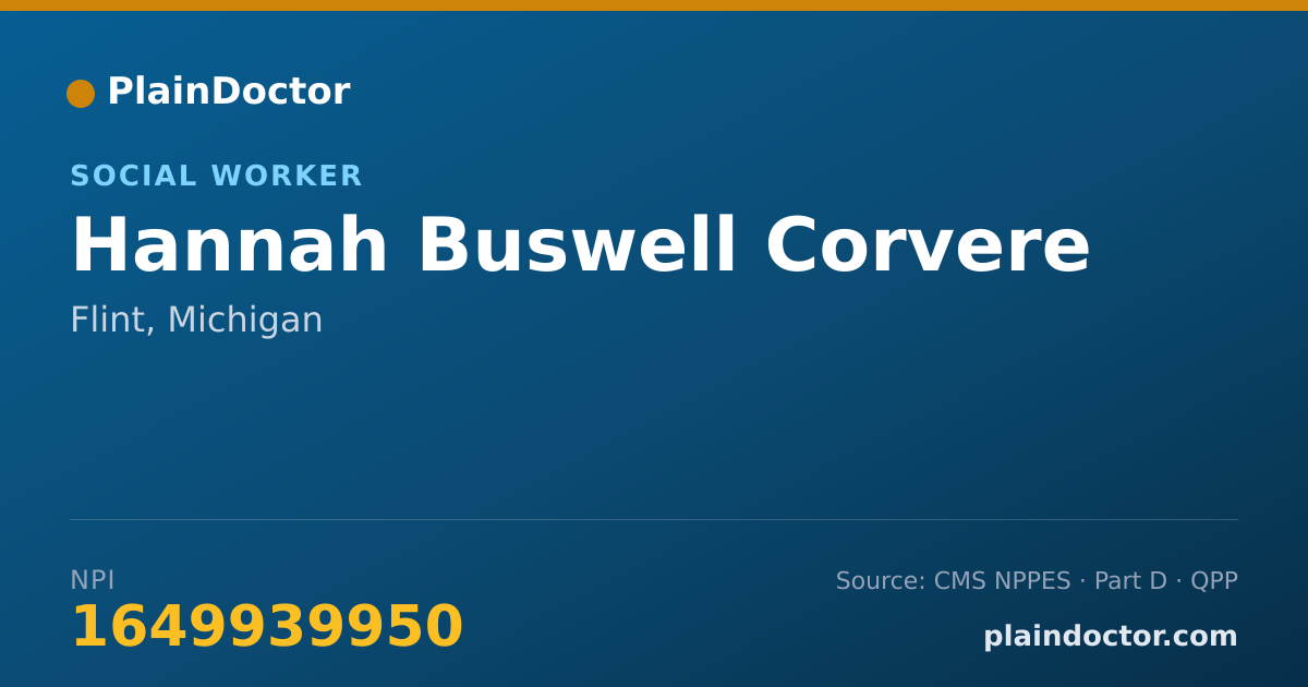 Shareable card for Hannah Buswell Corvere - Social Worker, Flint, MI