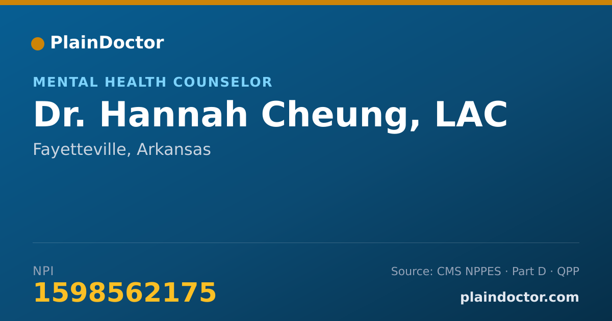 Shareable card for Hannah Cheung, LAC - Mental Health Counselor, Fayetteville, AR