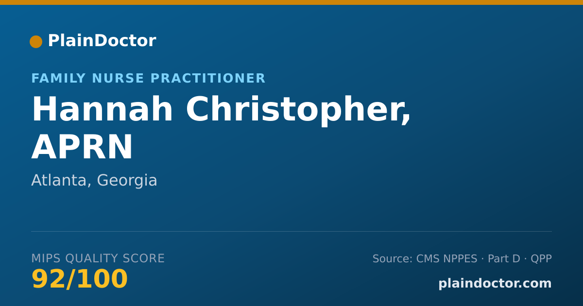 Shareable card for Hannah Christopher, APRN - Family Nurse Practitioner, Atlanta, GA