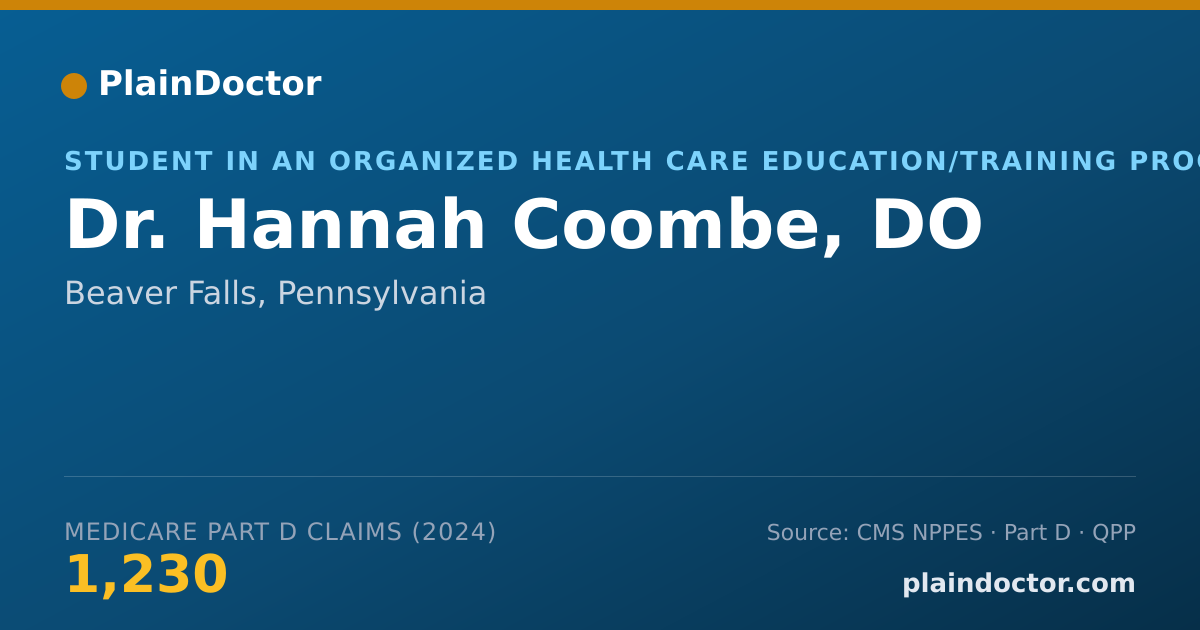 Shareable card for Hannah Coombe, DO - Student in an Organized Health Care Education/Training Program, Beaver Falls, PA