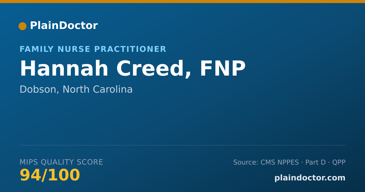 Shareable card for Hannah Creed, FNP - Nurse Practitioner, Dobson, NC