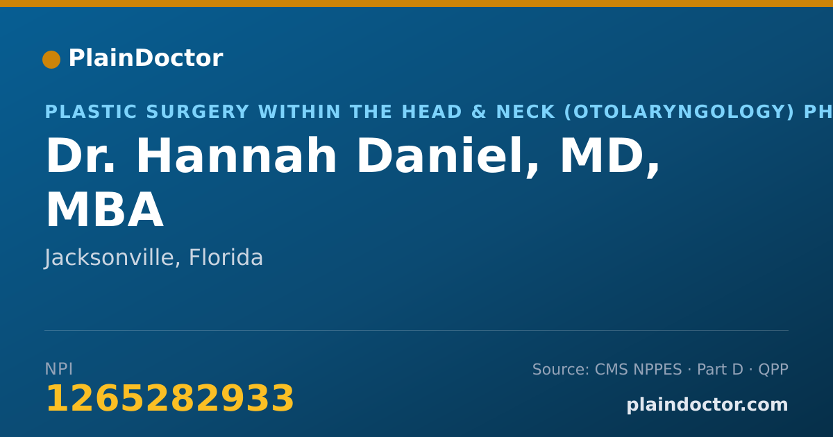 Shareable card for Hannah Daniel, MD, MBA - Plastic Surgery within the Head & Neck (Otolaryngology) Physician, Jacksonville, FL