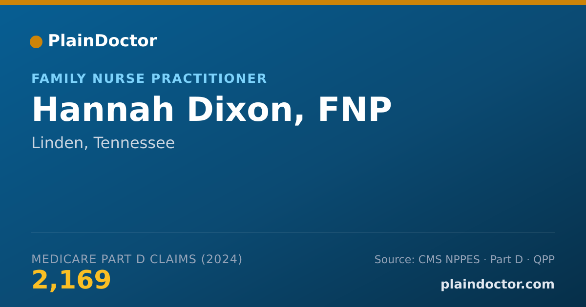 Shareable card for Hannah Dixon, FNP - Family Nurse Practitioner, Linden, TN