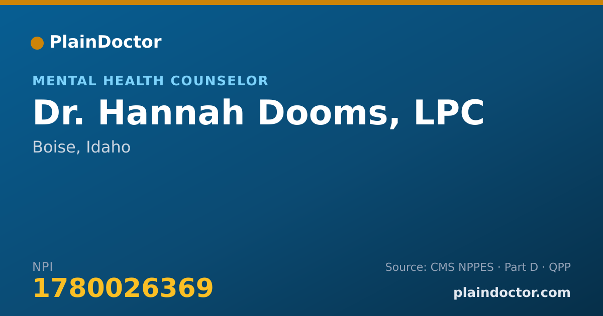 Shareable card for Hannah Dooms, LPC - Mental Health Counselor, Boise, ID