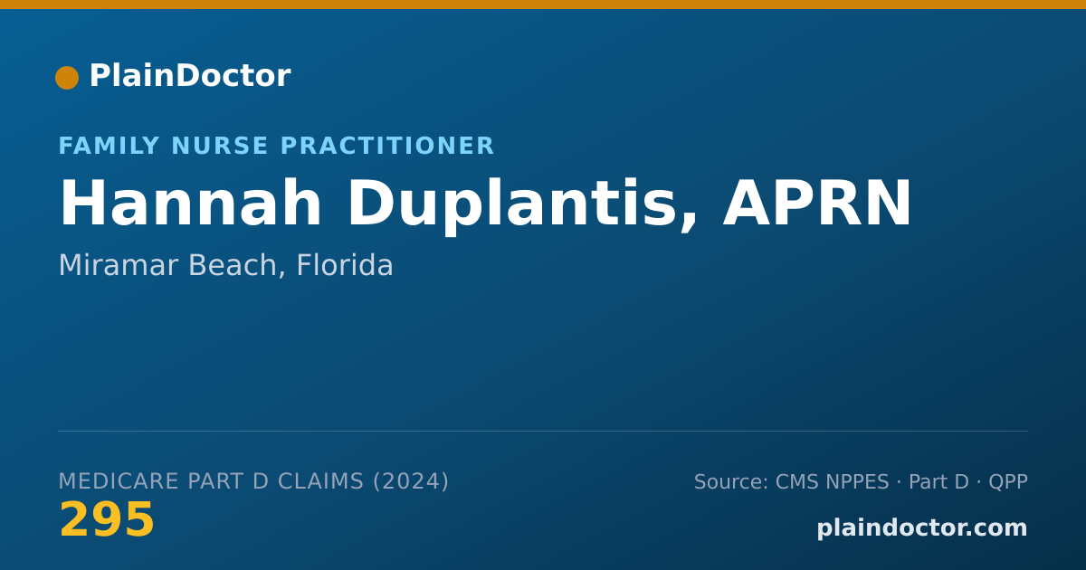 Shareable card for Hannah Duplantis, APRN - Family Nurse Practitioner, Miramar Beach, FL