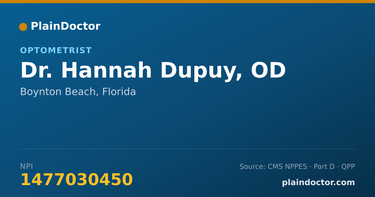 Shareable card for Hannah Dupuy, OD - Optometrist, Boynton Beach, FL