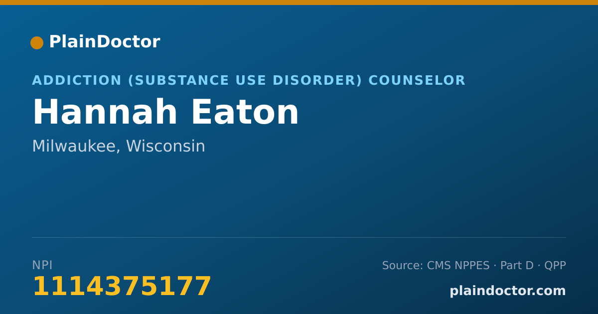 Shareable card for Hannah Eaton - Addiction (Substance Use Disorder) Counselor, Milwaukee, WI
