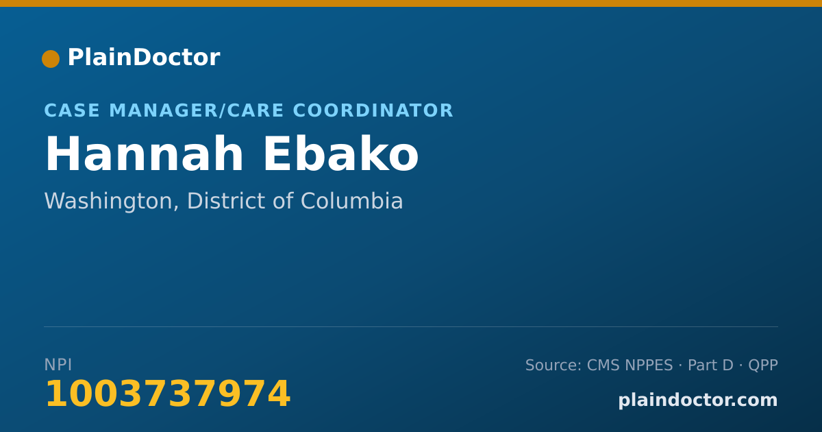 Shareable card for Hannah Ebako - Case Manager/Care Coordinator, Washington, DC