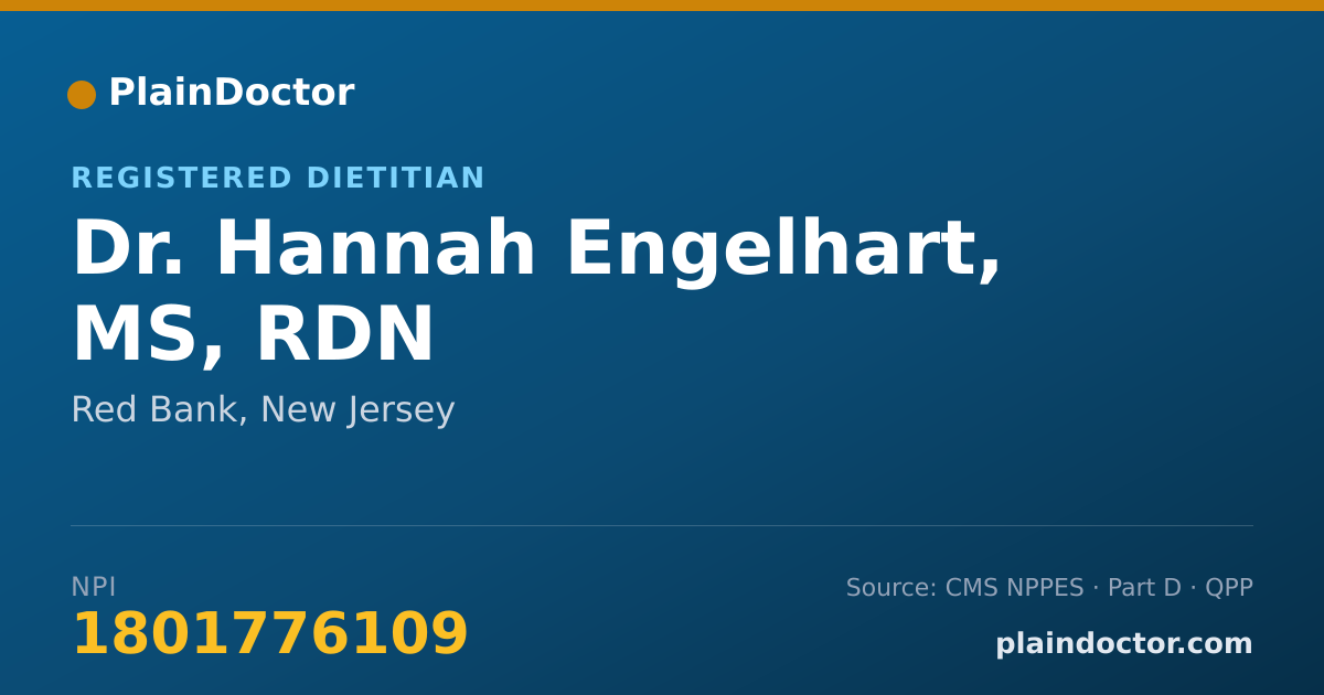 Shareable card for Hannah Engelhart, MS, RDN - Registered Dietitian, Red Bank, NJ