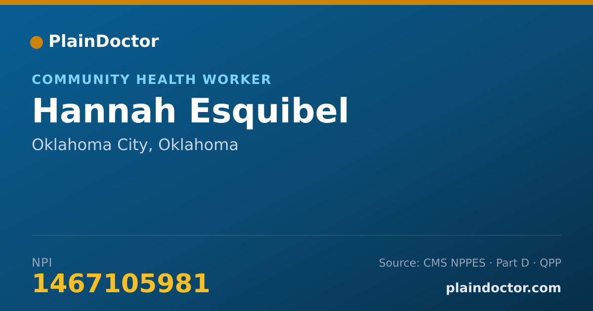 Shareable card for Hannah Esquibel - Community Health Worker, Oklahoma City, OK