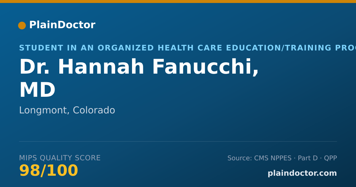 Shareable card for Hannah Fanucchi, MD - Student in an Organized Health Care Education/Training Program, Longmont, CO