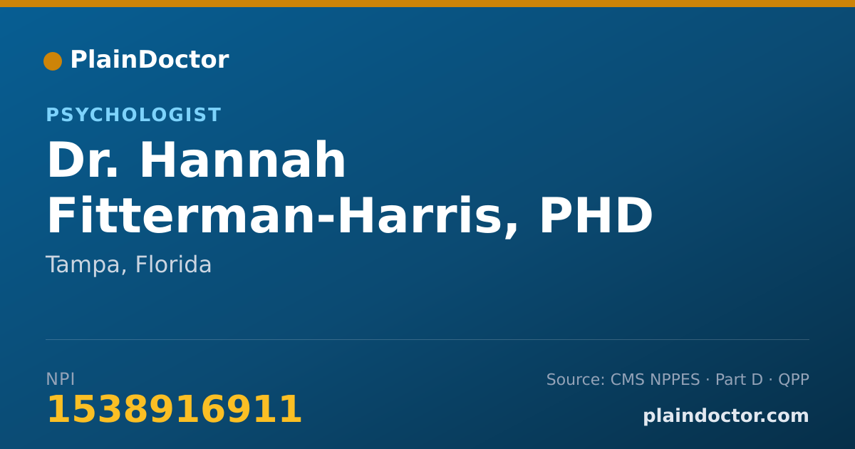 Shareable card for Hannah Fitterman-Harris, PHD - Psychologist, Tampa, FL
