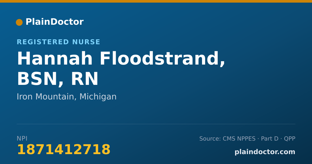 Shareable card for Hannah Floodstrand, BSN, RN - Registered Nurse, Iron Mountain, MI
