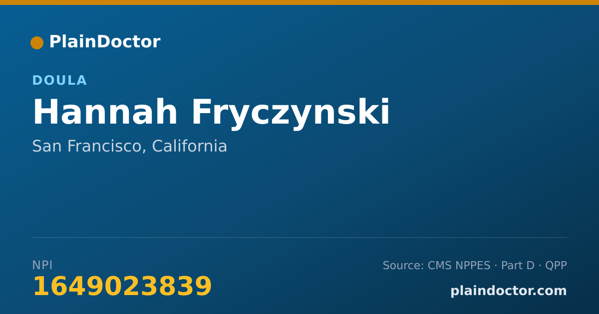 Shareable card for Hannah Fryczynski - Doula, San Francisco, CA