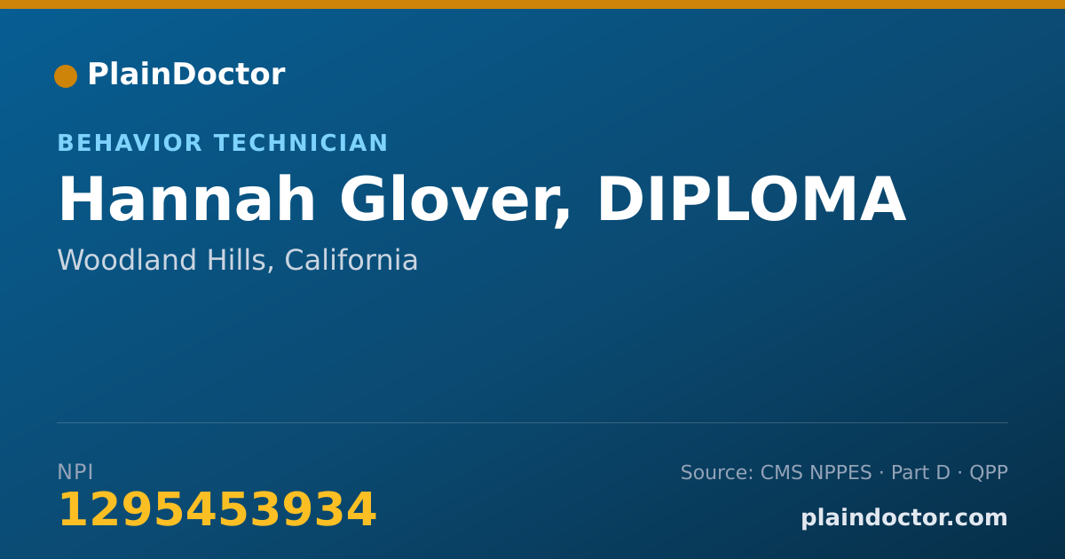Shareable card for Hannah Glover, DIPLOMA - Behavior Technician, Woodland Hills, CA