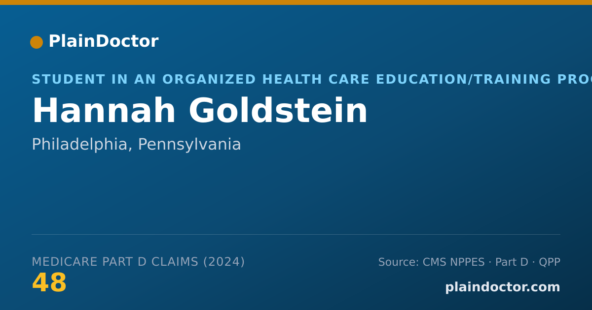 Shareable card for Hannah Goldstein - Student in an Organized Health Care Education/Training Program, Philadelphia, PA