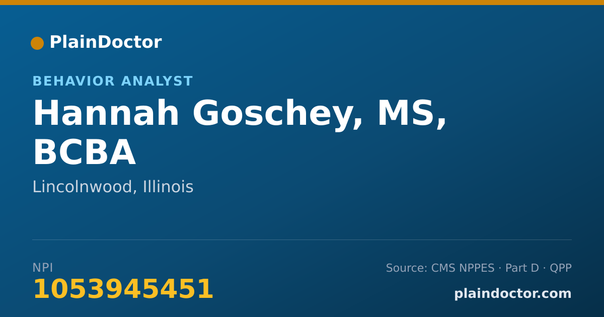 Shareable card for Hannah Goschey, MS, BCBA - Behavior Analyst, Lincolnwood, IL