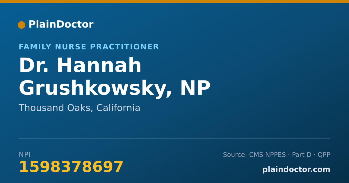Shareable card for Hannah Grushkowsky, NP - Family Nurse Practitioner, Thousand Oaks, CA