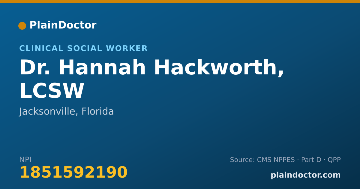 Shareable card for Hannah Hackworth, LCSW - Clinical Social Worker, Jacksonville, FL