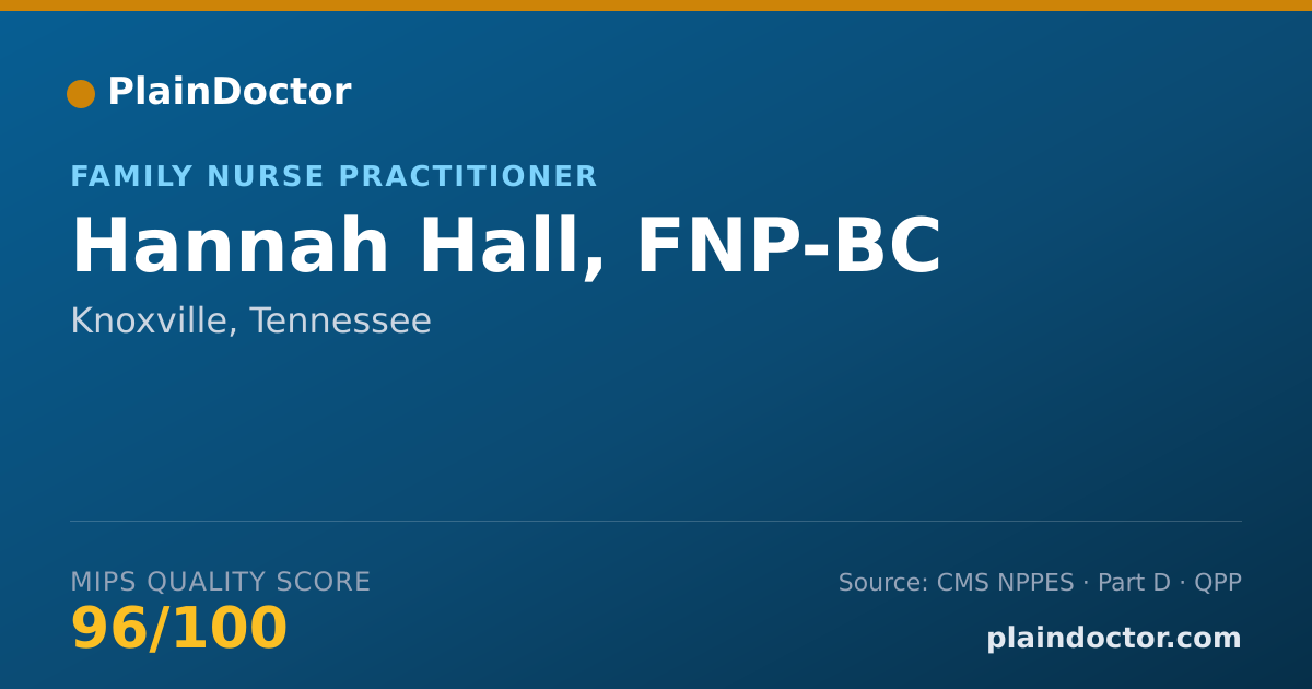 Shareable card for Hannah Hall, FNP-BC - Family Nurse Practitioner, Knoxville, TN