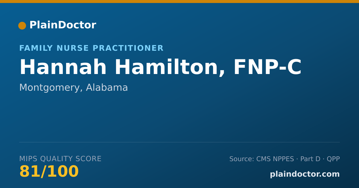 Shareable card for Hannah Hamilton, FNP-C - Family Nurse Practitioner, Montgomery, AL