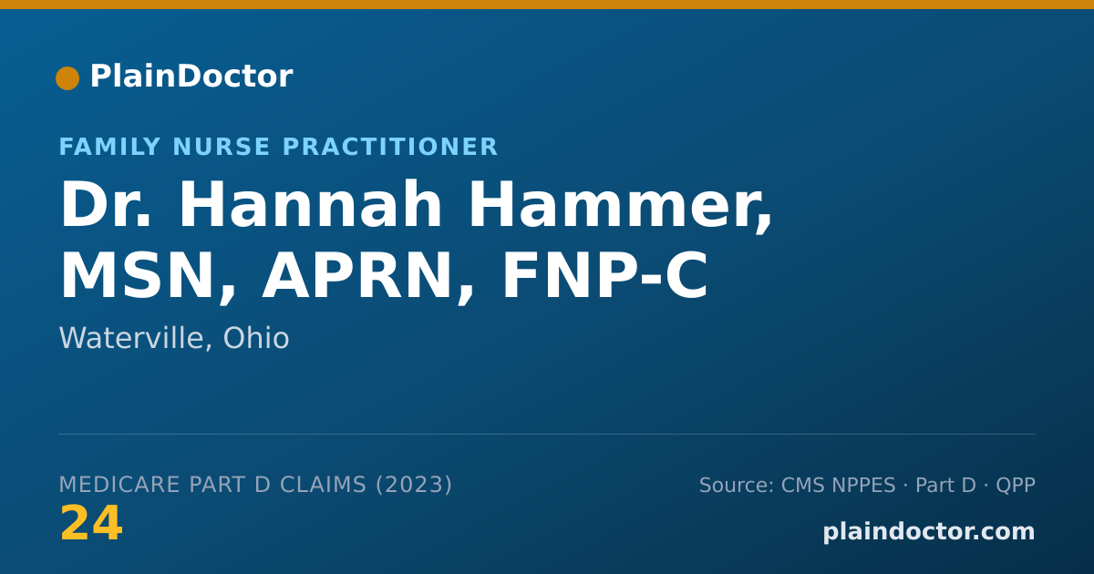 Shareable card for Hannah Hammer, MSN, APRN, FNP-C - Family Nurse Practitioner, Waterville, OH